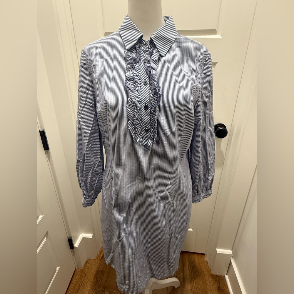 Lilly Pulitzer Blue and White Striped Long Sleeve Dress